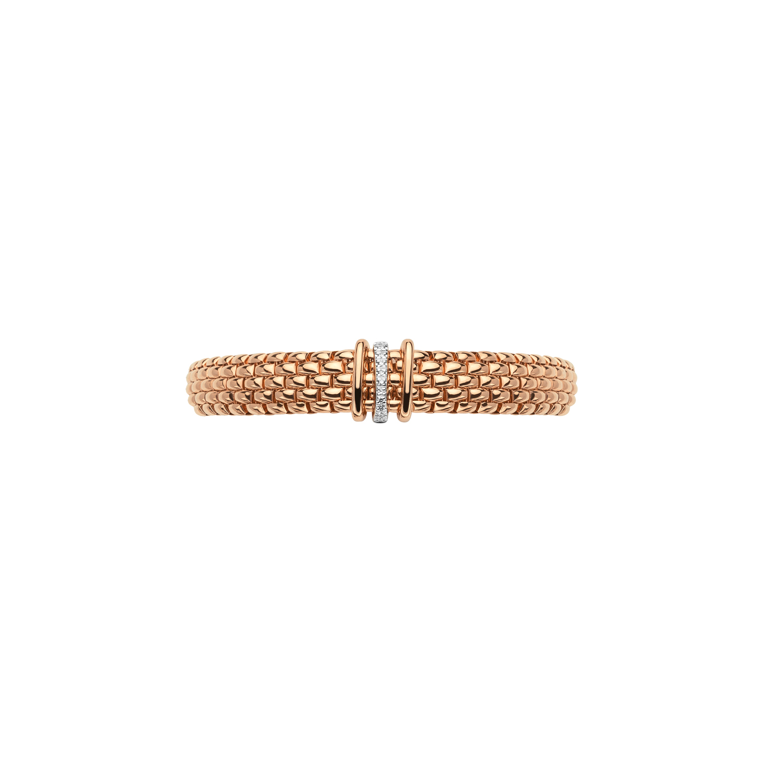 Fope Flex It Panorama Bracelet in White and Rose Gold with Diamonds