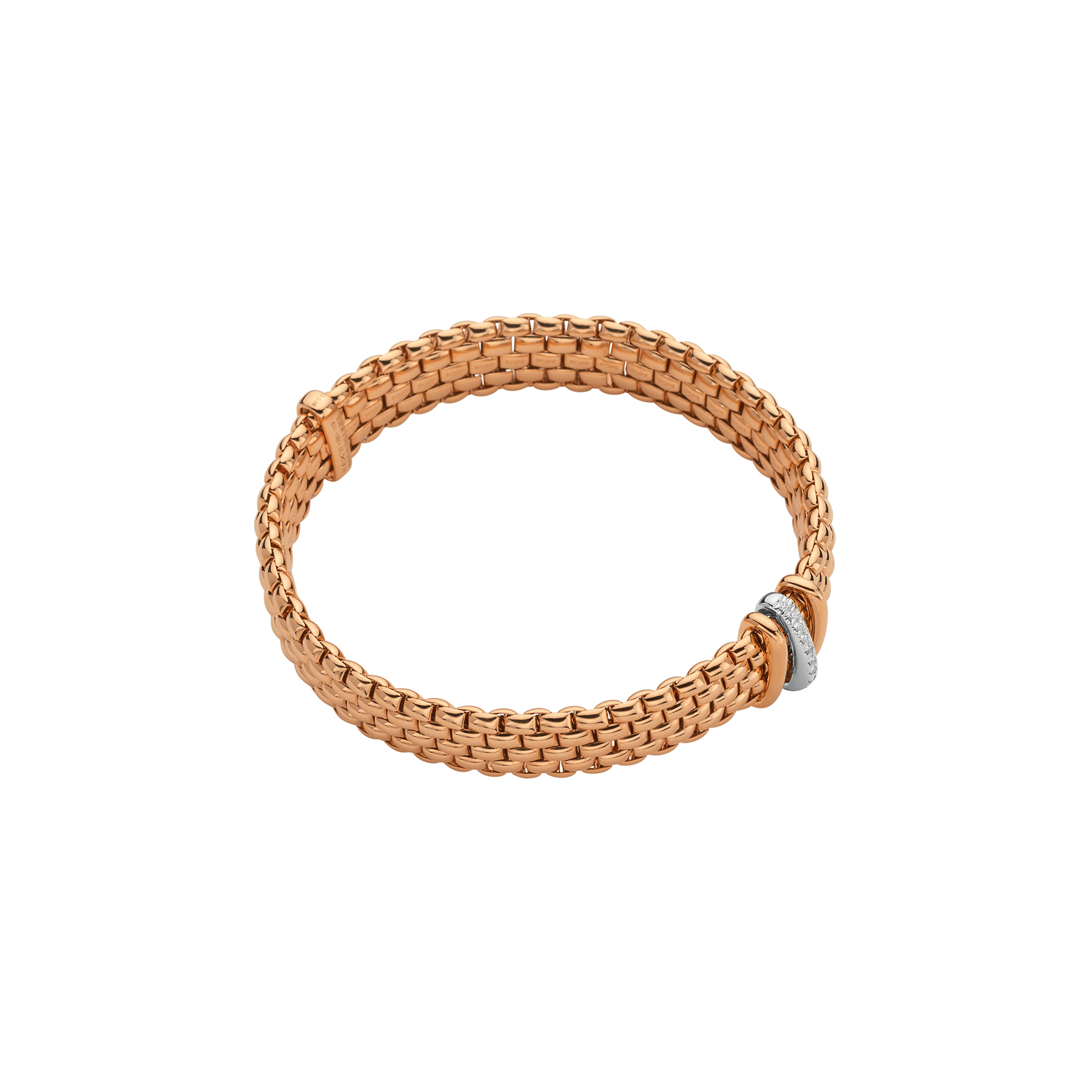 Fope Flex It Panorama Bracelet in White and Rose Gold with Diamonds