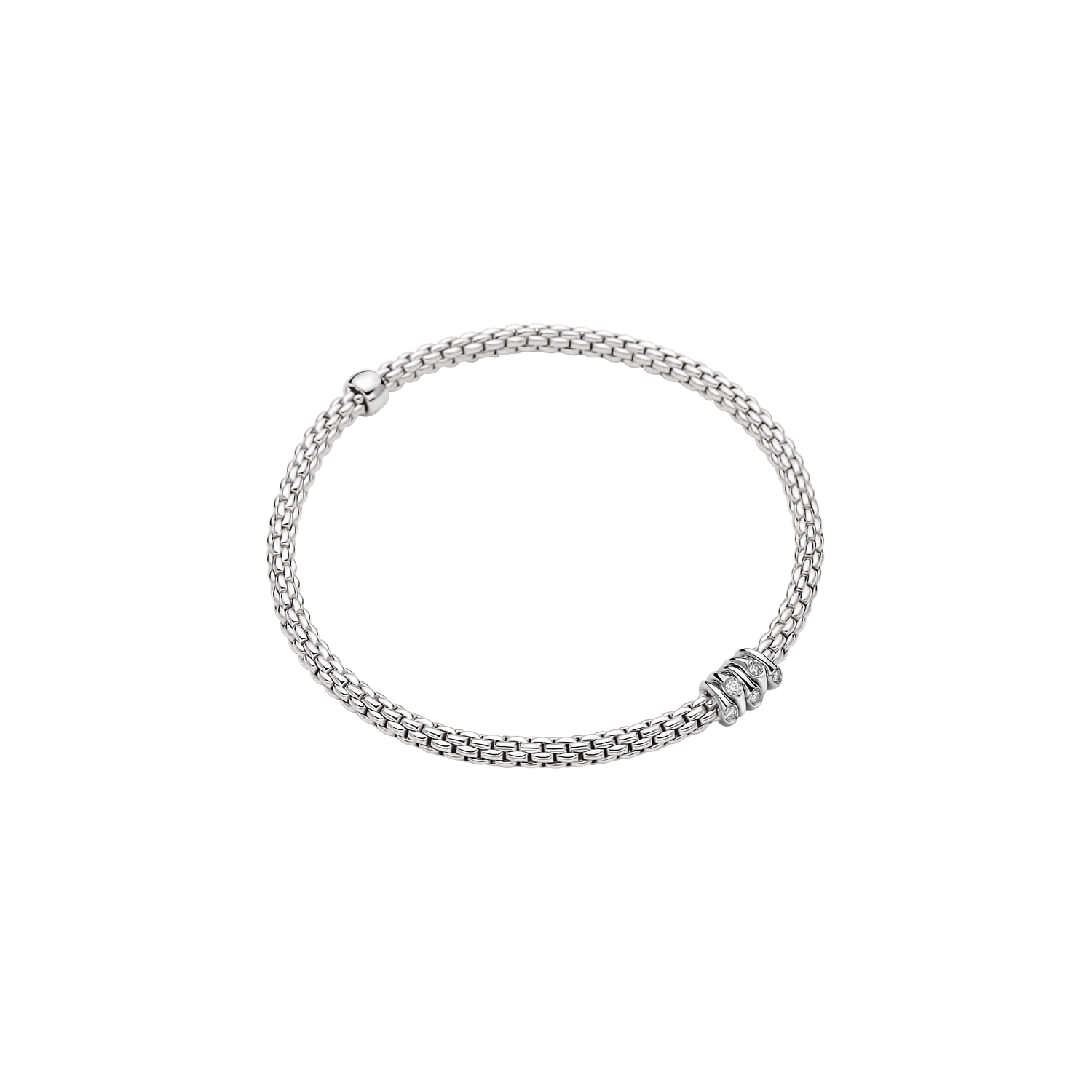 Fope Flex It Bracelet Prima Collection in White Gold with Diamonds
