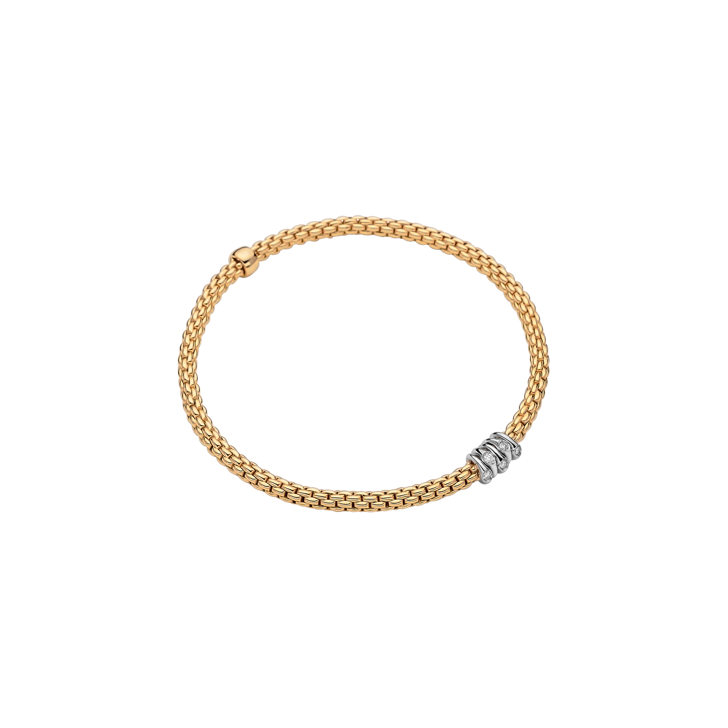 Fope Flex It Armband Prima Collection in Weiß- und Gelbgold mit Diamanten