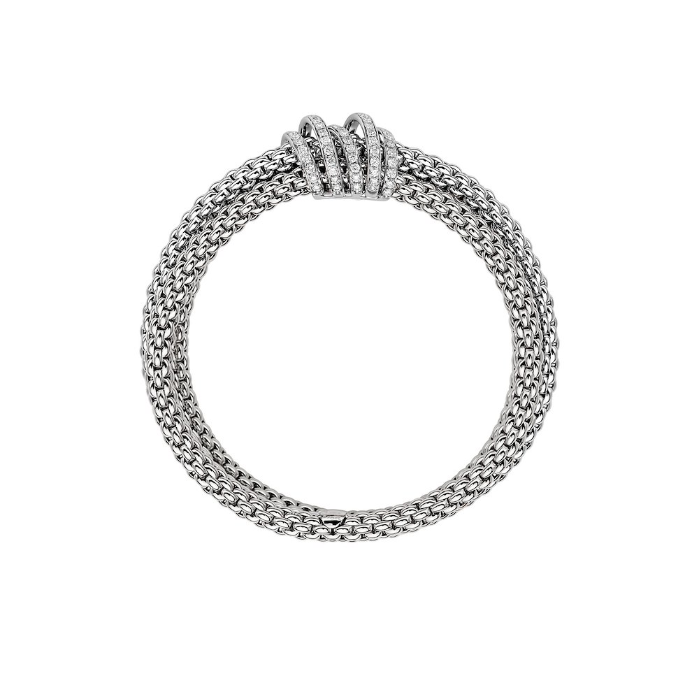 Fope Flex It Tris Solo Collection Bracelet in White Gold and Diamonds