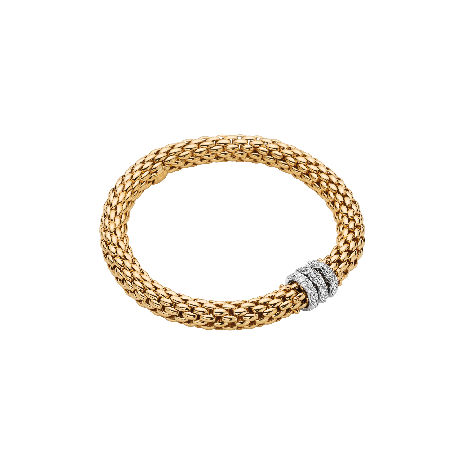 Fope Love Nest Collection Flex It Bracelet in Yellow Gold with Diamond Washers