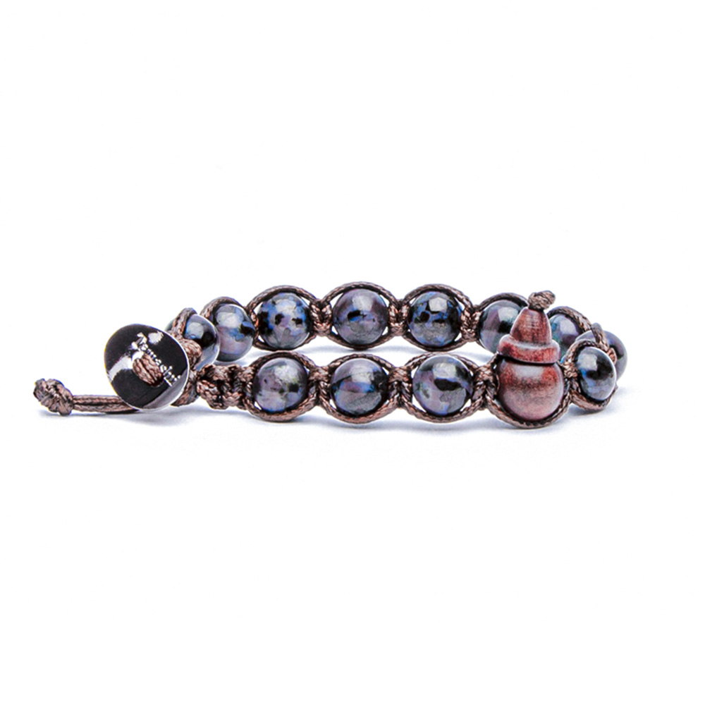 Original tibetisches Tamashii-Armband aus Indigo-Gabbro