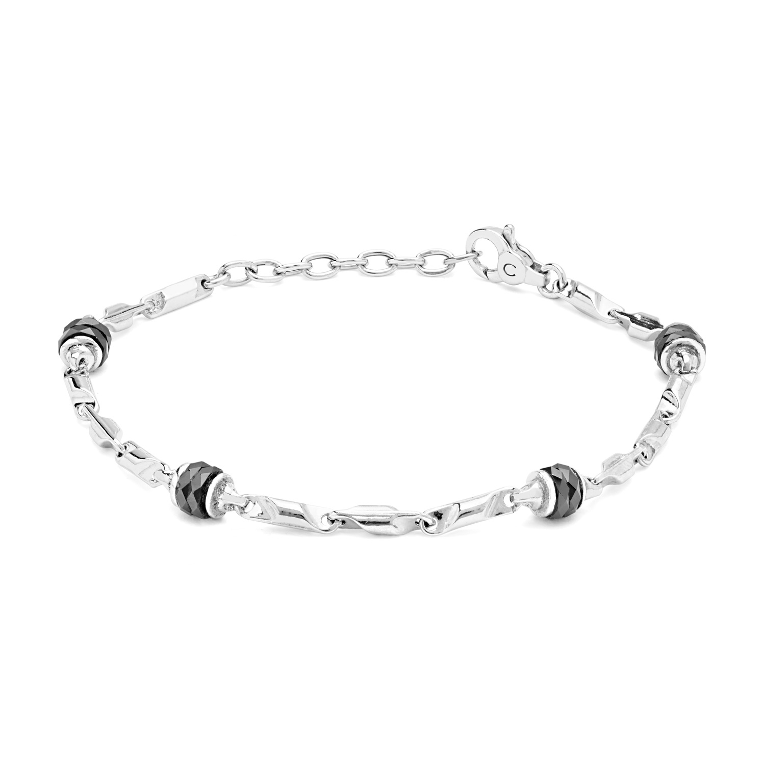 Comete-Schmuck Herren-Armband mit Gelenk und Silberschale