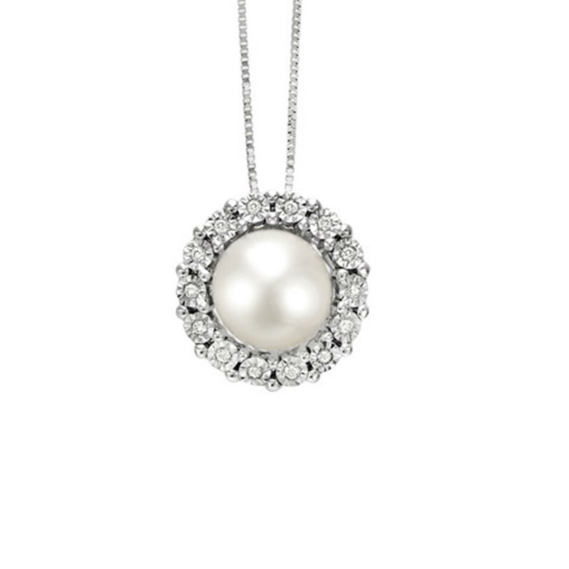 Bliss Jewelry Women's White Gold Necklace with Pearl and Diamonds Margot Collection