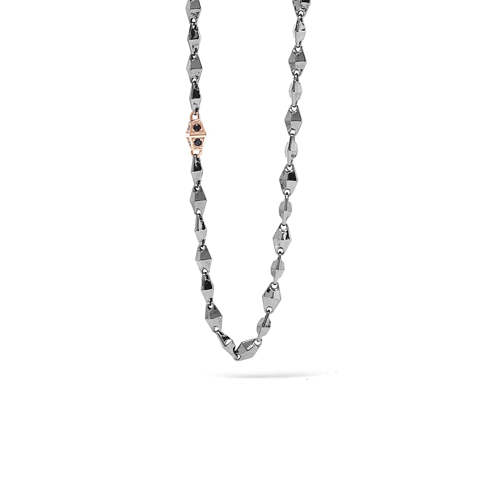 Comets Jewelry Brunished Silver Necklace with Zircons