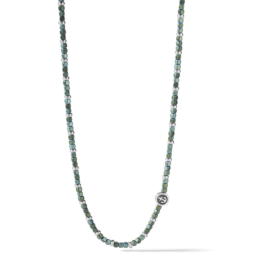 Men's Necklace Comete Jewelry In Steel and Green Hematite Life Collection Length Cm. 50