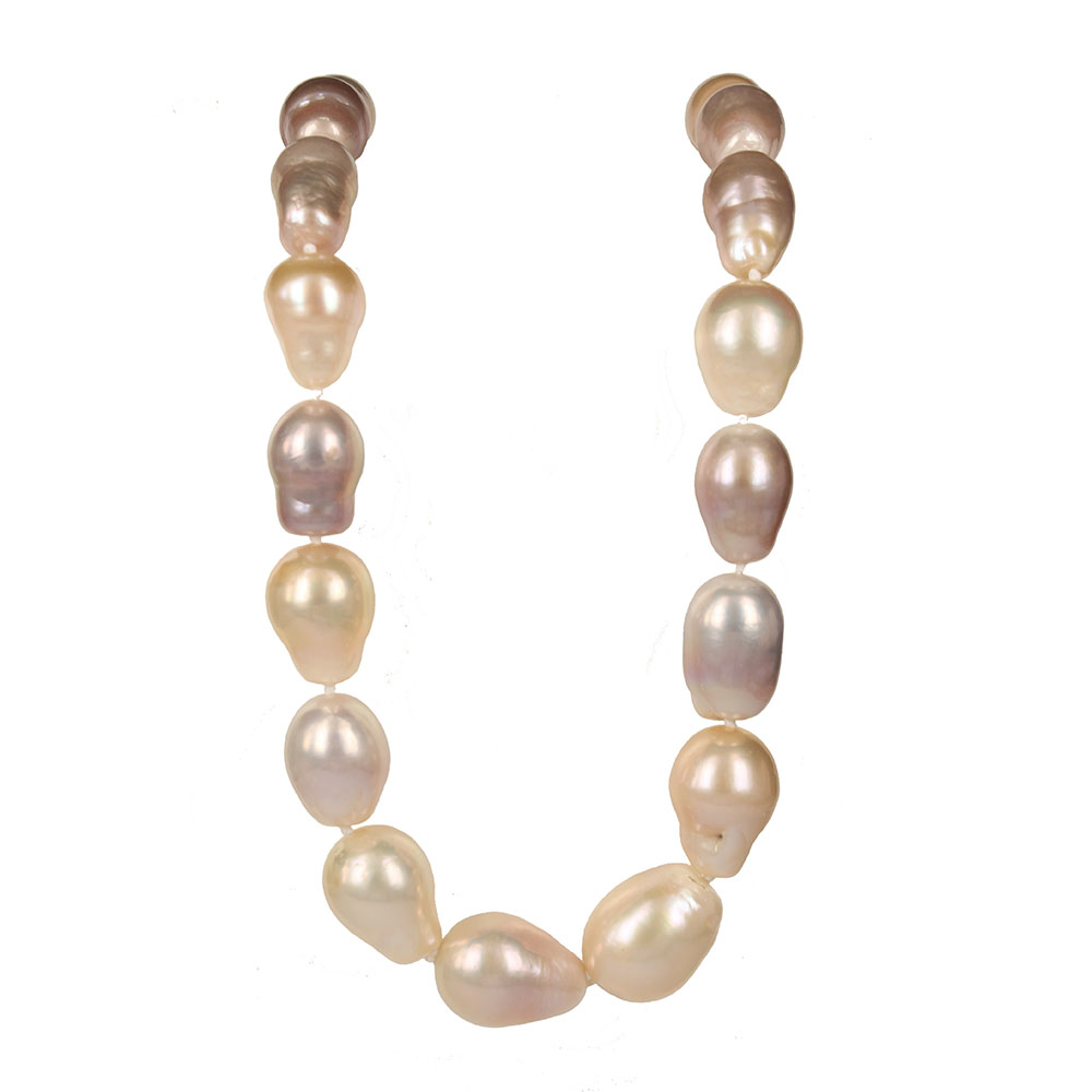 Fabio Ferro Necklace of Asian Freshwater Cultured Pearls Drop Shaped Degrade Gold color