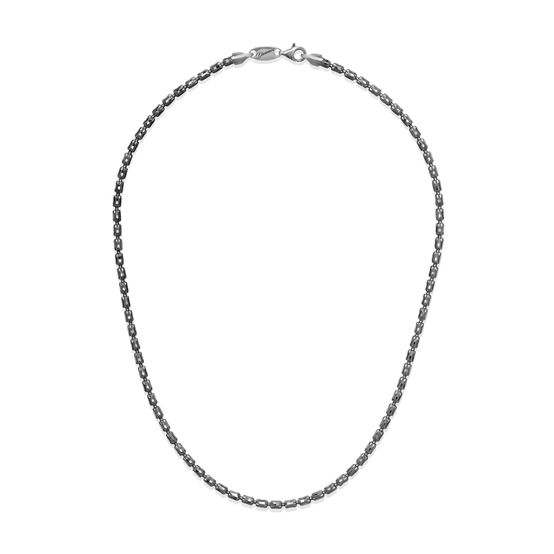 Desmos Barrel Necklace in Burnished Silver Length 51 cm