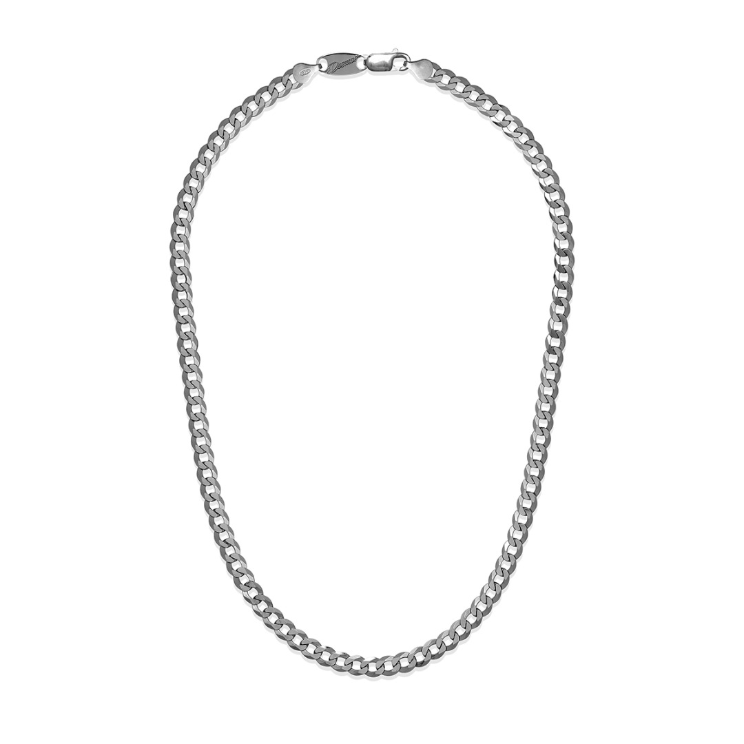 Desmos Necklace Flat Brunished Silver Chain Length 51 cm