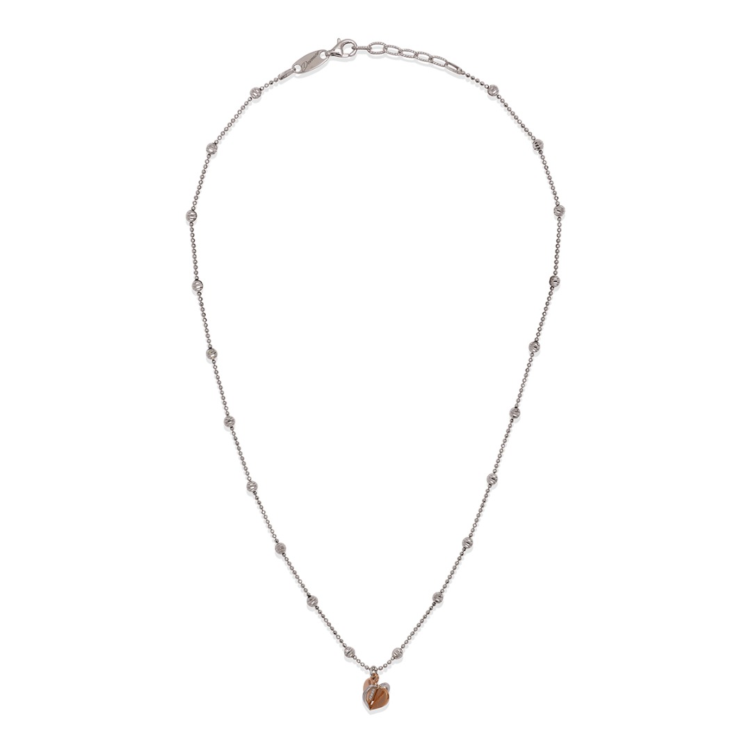 Desmos Open Heart Silver Necklace Length 41 cm