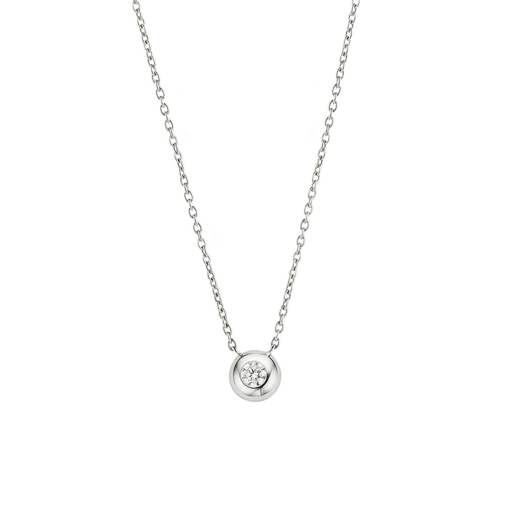 Ti Sento Milano 925 Sterling Silber Damen Halskette mit Zirkon Punkt Anhänger