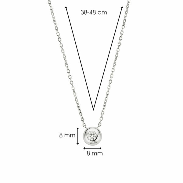Ti Sento Milano 925 Sterling Silber Damen Halskette mit Zirkon Punkt Anhänger
