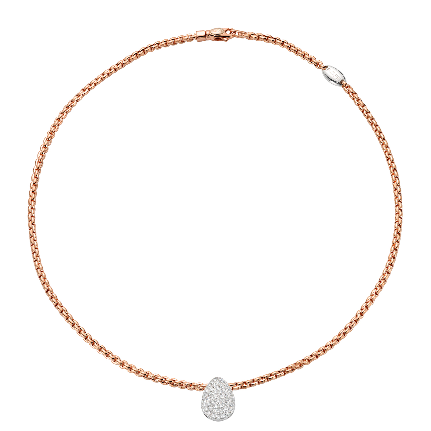 Fope Eka Tiny Collection Necklace in Rose Gold with Diamond Drop