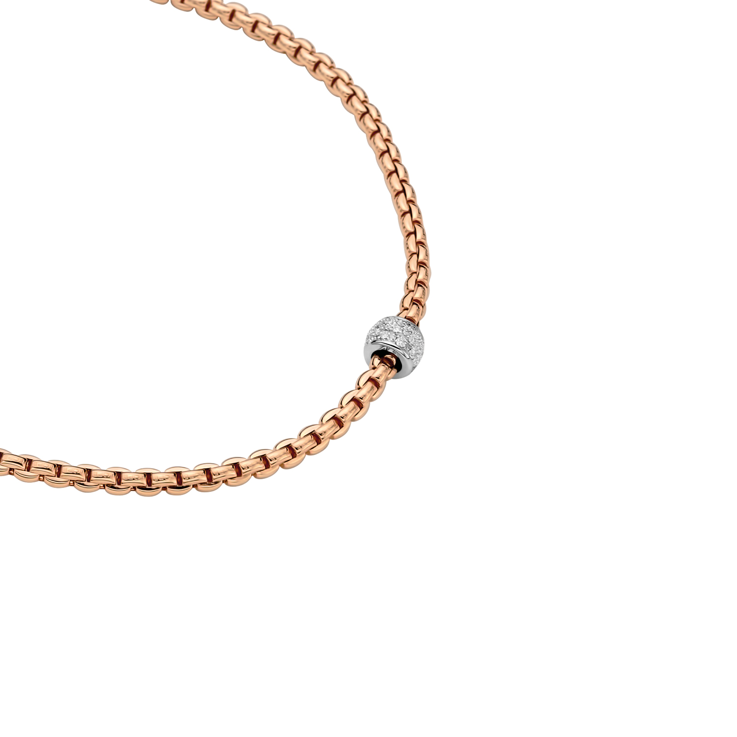 Collana Fope Collezione Eka Tiny in Oro Rosa con Boule di Diamanti