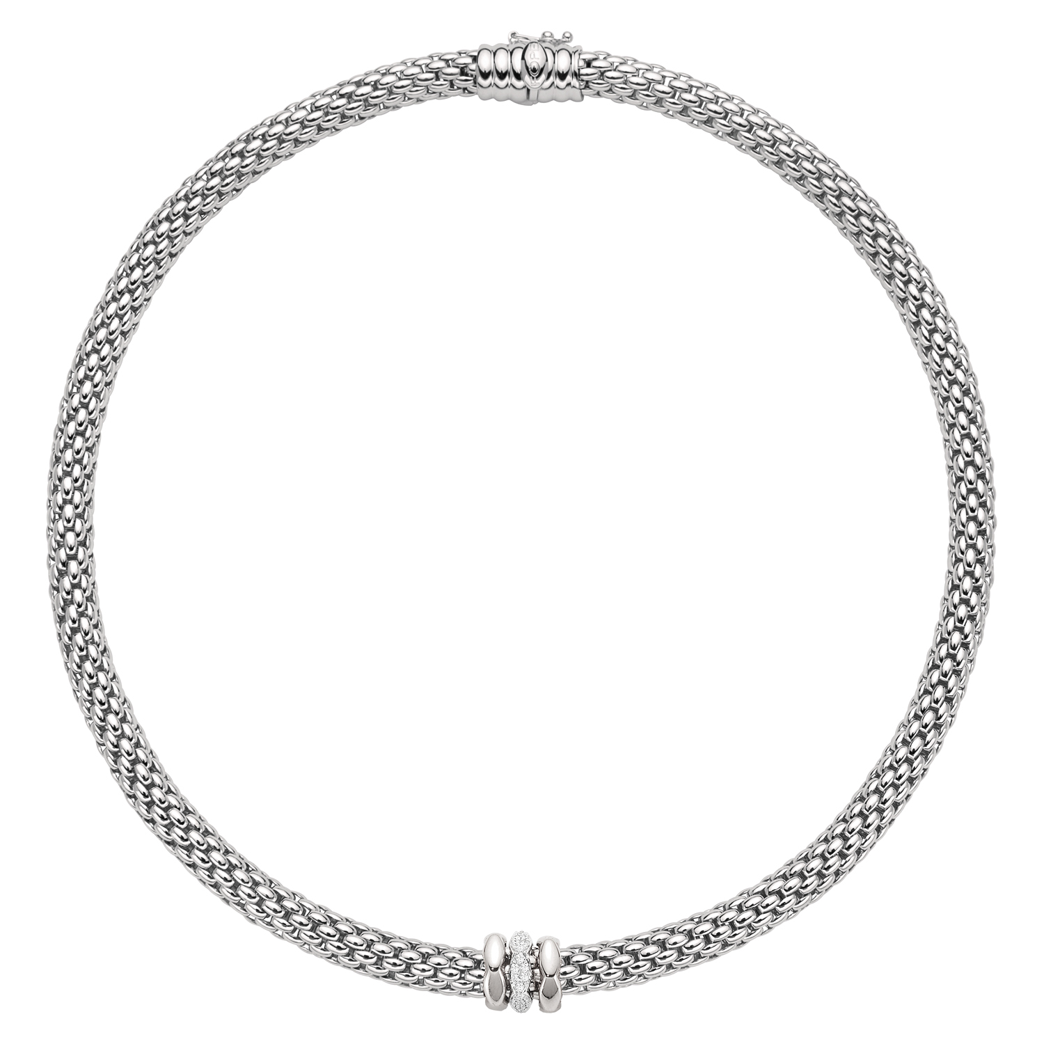 Fope Love Nest Collection Necklace in White Gold with Diamonds