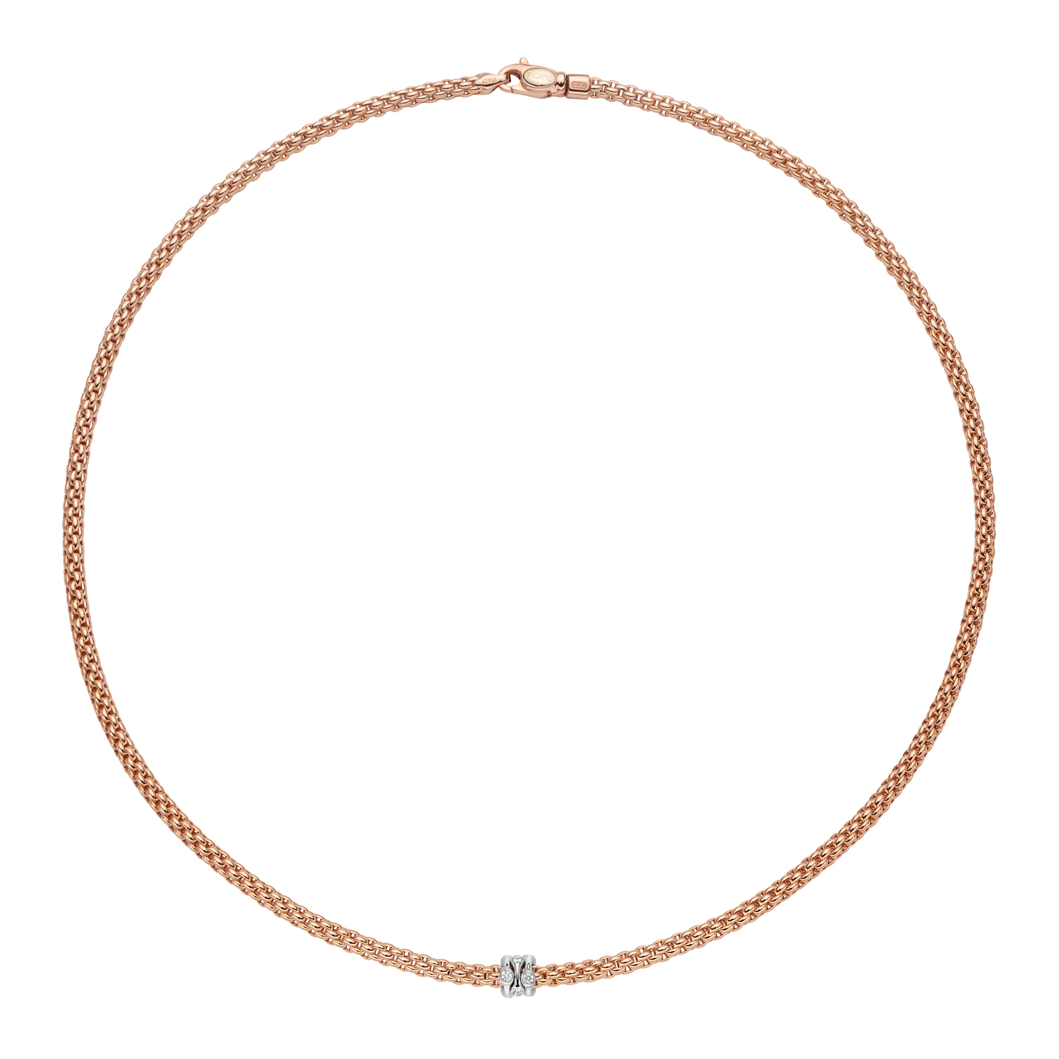 Fope Prima Collection Rose and White Gold Necklace with Diamonds