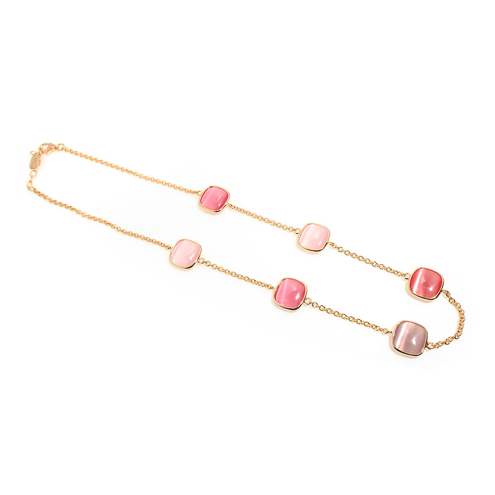Madi Rose Gold Plated Silver Necklace with Red Quartz
