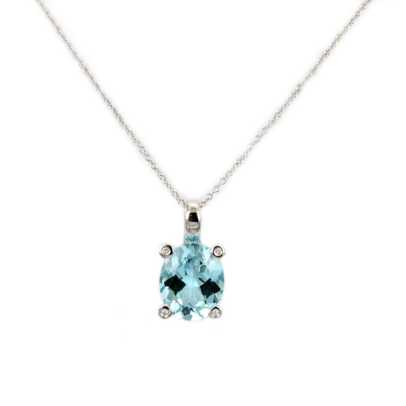 Bliss Jewelry White Gold Necklace With Blue Topaz Pastels Collection