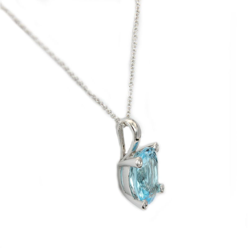 Bliss Jewelry White Gold Necklace With Blue Topaz Pastels Collection