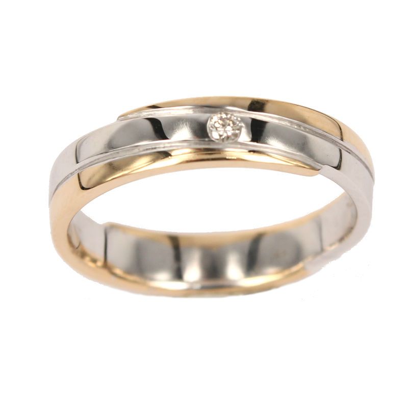 Fabio Ferro Wedding Band in White and Yellow Gold Complicity Light Model