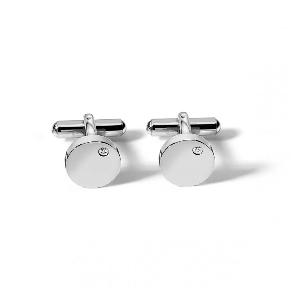 Comets Jewelry Cufflinks in Steel and White Diamonds