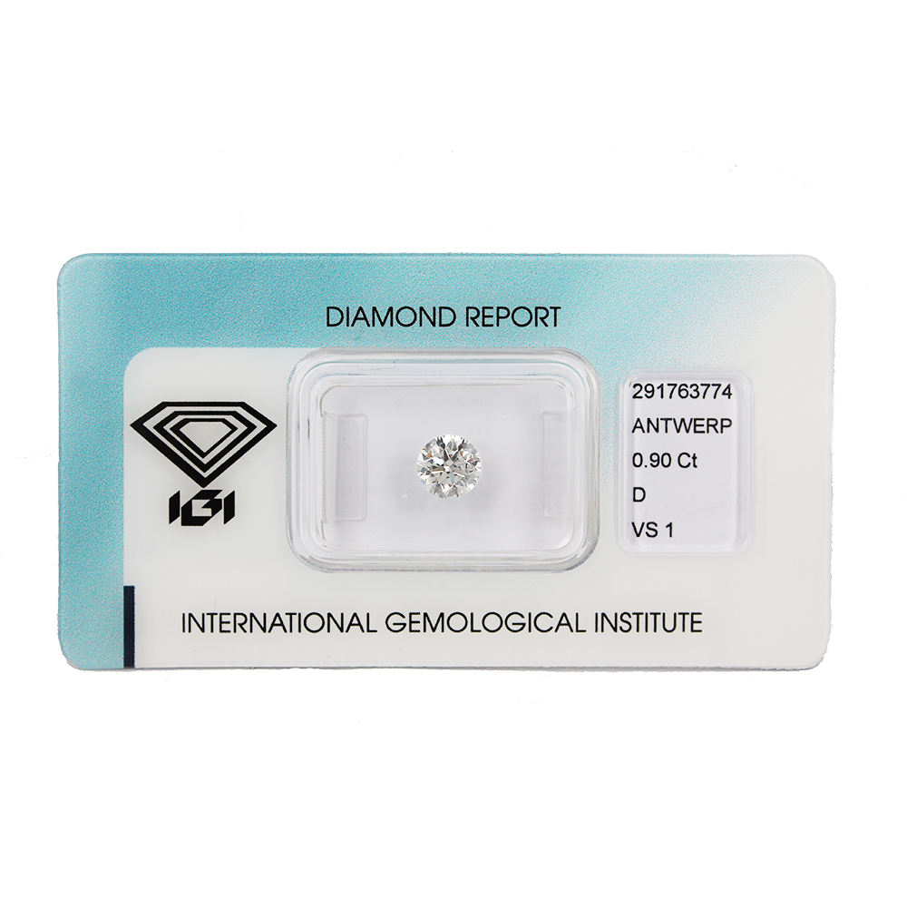 Investment Diamond in Blister Pack with IGI Certificate Brilliant Cut Carats 0.90 D VS 1