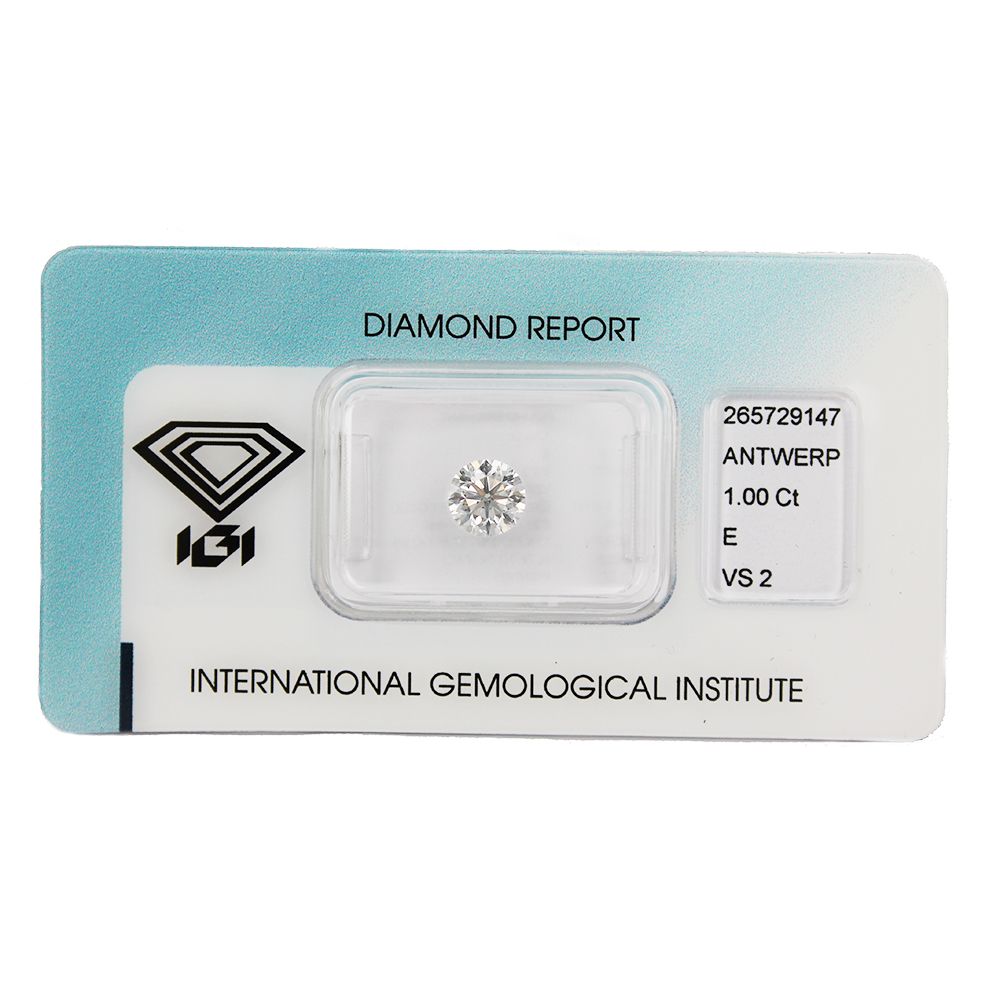 Investment Diamond in Blister Pack with IGI Certificate Brilliant Cut Carats 1.00 E VS 2