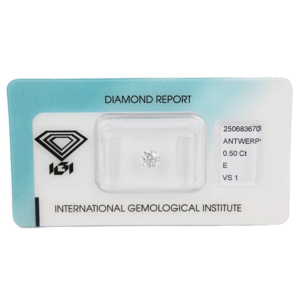 Investment Diamond in Blister Pack with IGI Certificate Brilliant Cut Carats 0.50 E VS 1