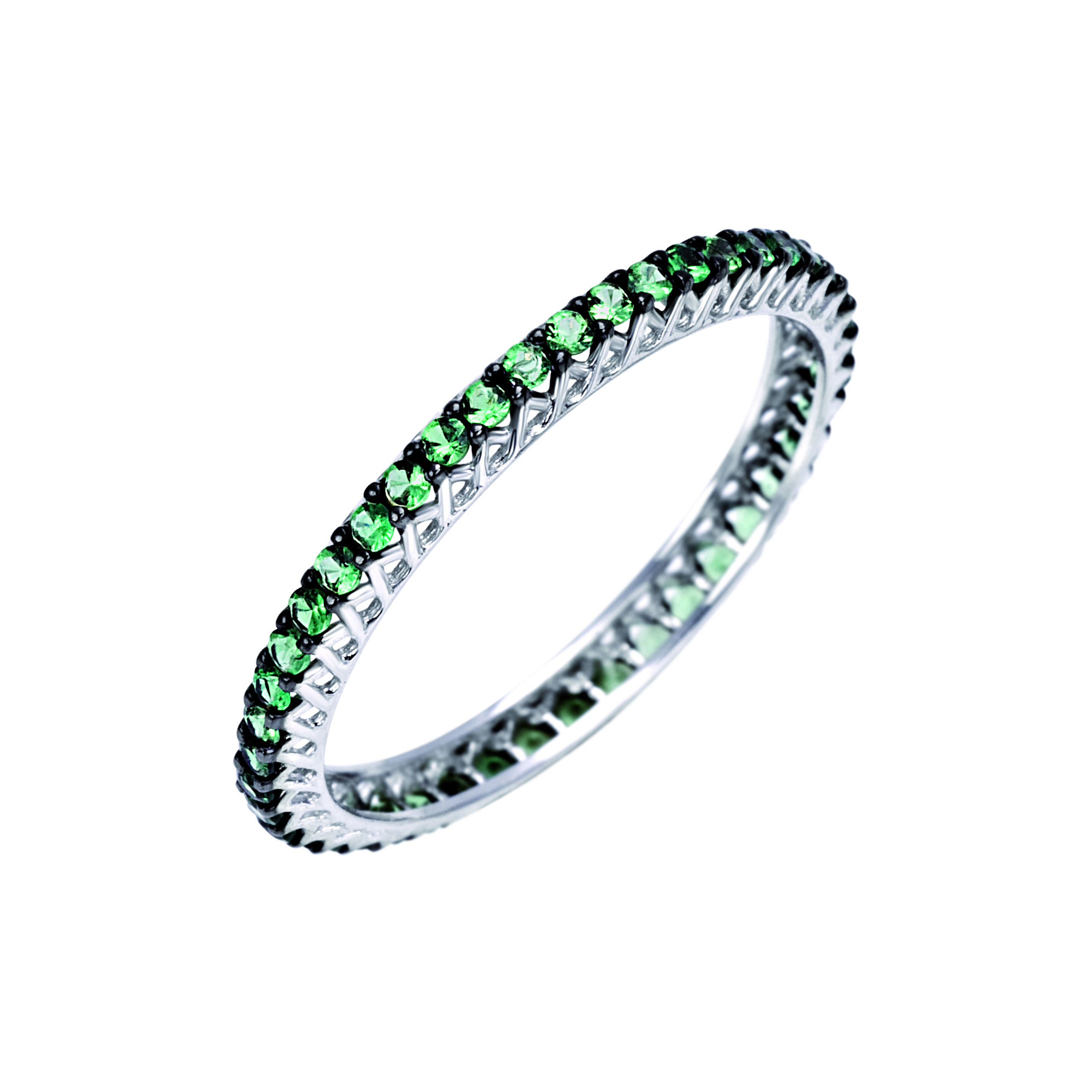 Eternity Bliss First Class White Gold Ring with Green Tsavorite