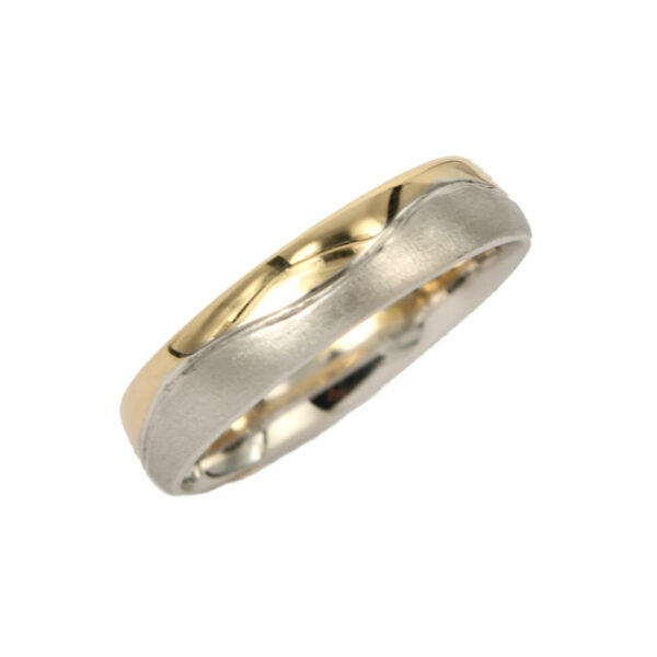 Fabio Ferro Wedding Band in Satin White and Yellow Gold Forever Model