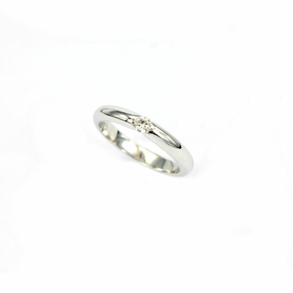 White Gold Wedding Band with Brilliant Cut Diamond 0.10 ct. Model Light Fabio Iron