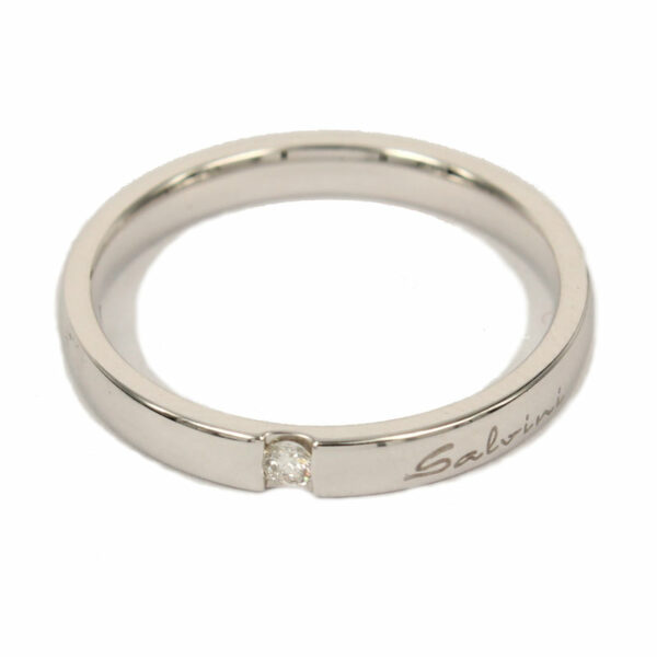 Traditional White Gold Wedding Band with Diamond
