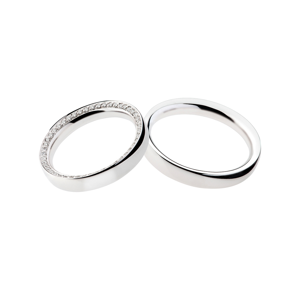 Pair Wedding Rings Polello Cerchi in White Gold with Diamonds
