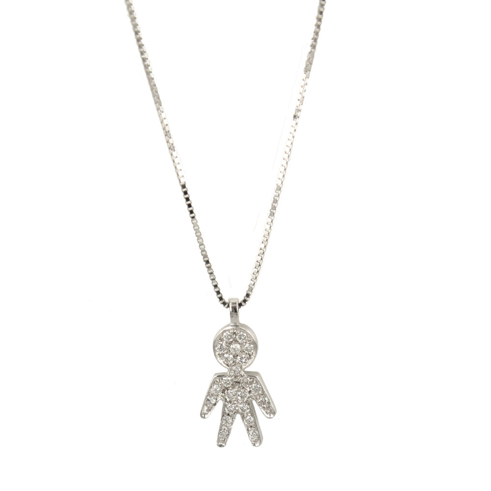 Baby-Halskette mit Brillantschliff und Weißgold