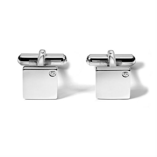 Comets Men's Cufflinks in Steel Senior Collection With Diamonds