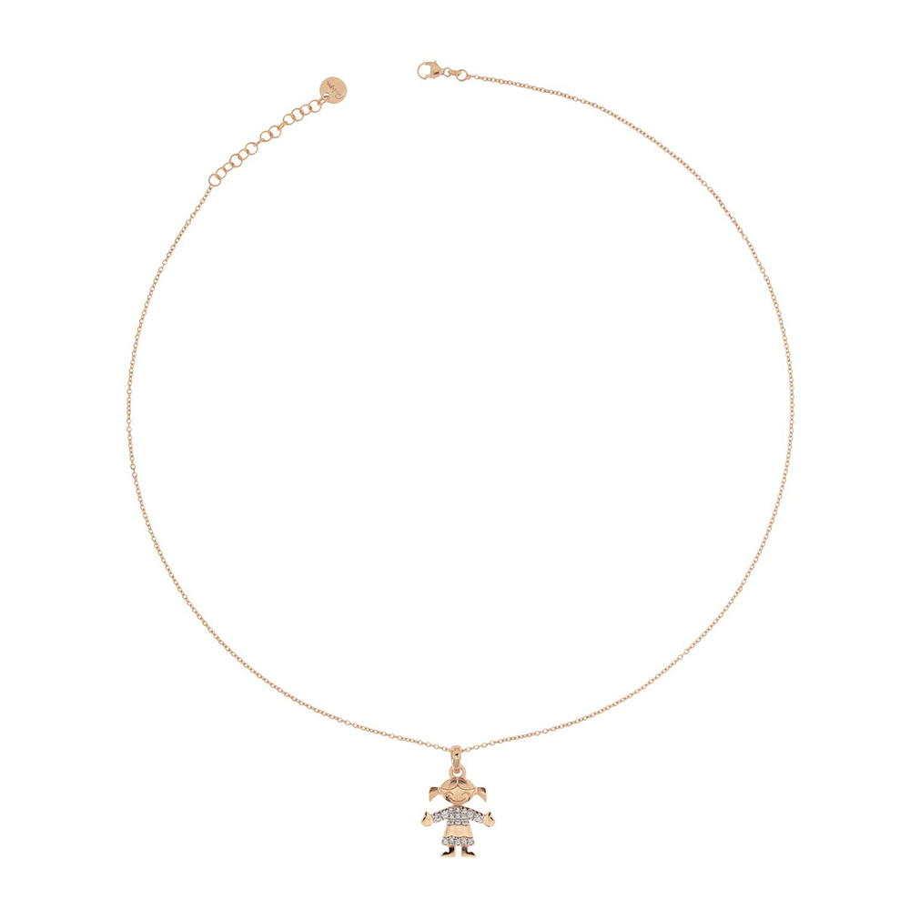 Rue des Mille Baby Girl Necklace with Pink Zircons