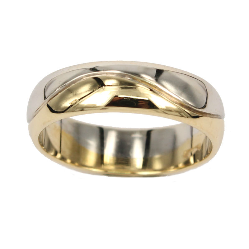 Weiß und Gelbgold Hochzeit Band Modell Love Wave Fabio Ferro