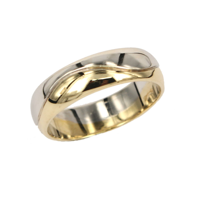 Weiß und Gelbgold Hochzeit Band Modell Love Wave Fabio Ferro