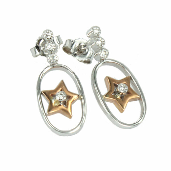 Fabio Ferro Star Earrings In Gold With Diamonds Brilliant Cut