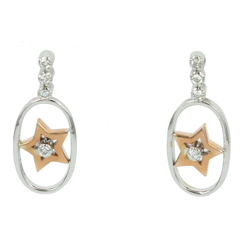 Onefeart Orecchini A Forma Di Bicicletta – Placcato Oro E Zirconia Cubica Bianca 25x14mm