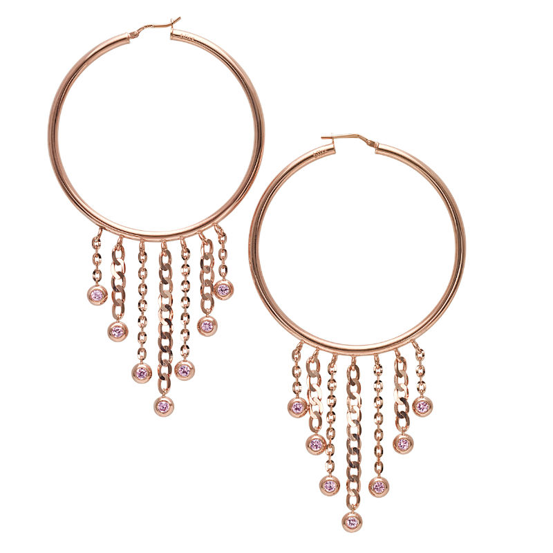 Bliss Women's Gipsy Earrings in Rose Plated Silver