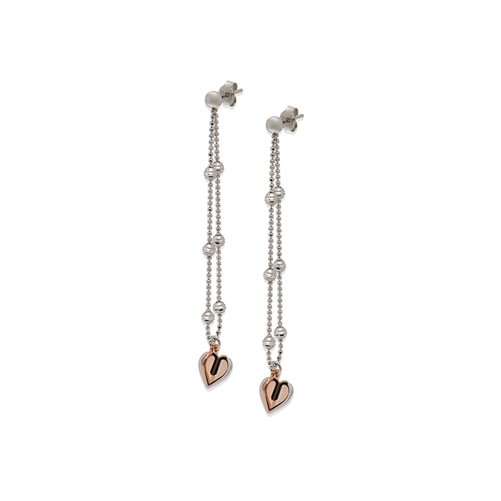 Desmos Hearts Double Rose Plated Silver Earrings