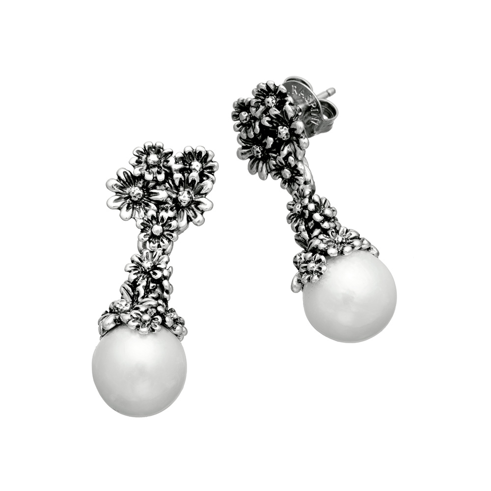 Earrings Giovanni Raspini Daisies Drops Collection with Mabè Pearls