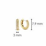 Ti Sento Milano 925 Sterling Silver Yellow Gold Plated Stud Earrings With Cubic Zirconia Pave