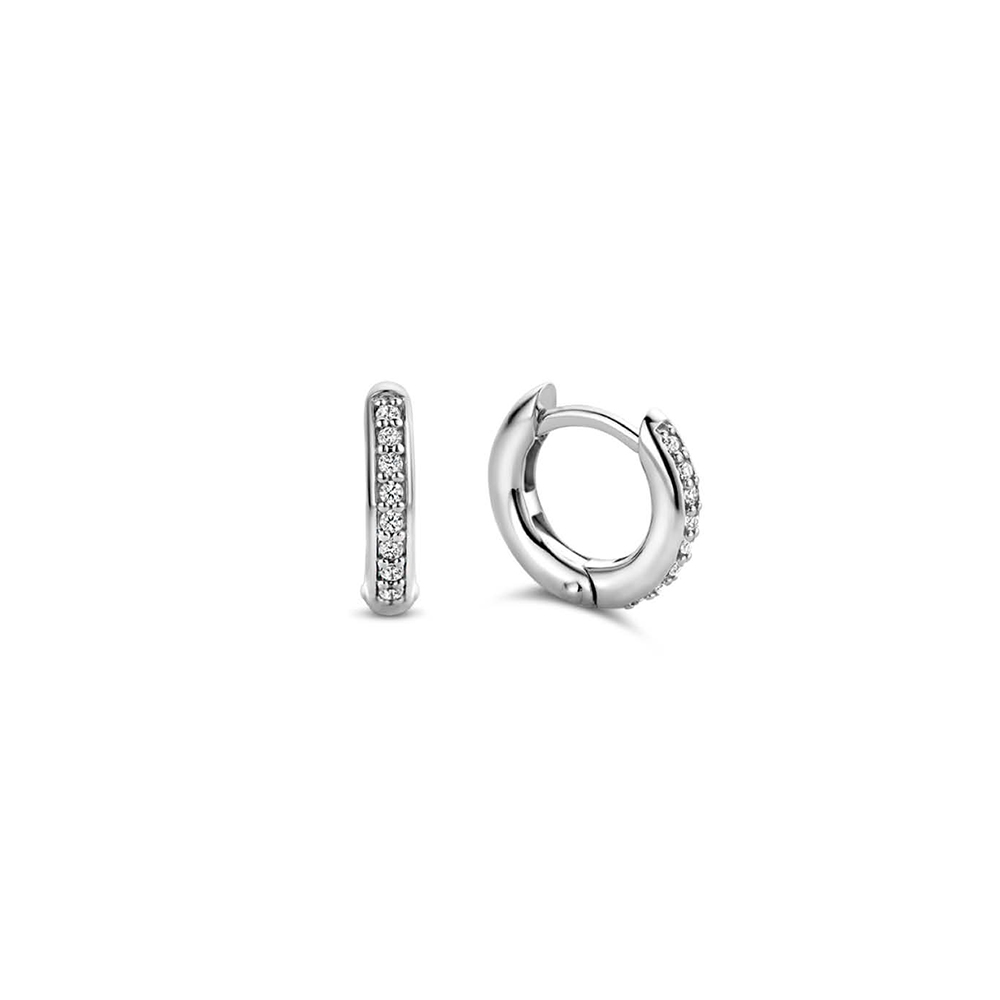 Ti Sento Milano Fixed Sterling Silver Stud Earrings with Cubic Zirconia