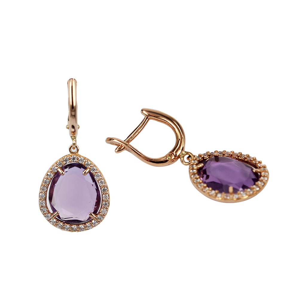 Fabio Ferro Fascino Rose Gold Ohrringe mit Hydrothermalquarz, Amethyst und Zirkonen