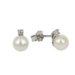 Fabio Ferro Puntoluce earrings with pearls in white gold and cubic zirconia