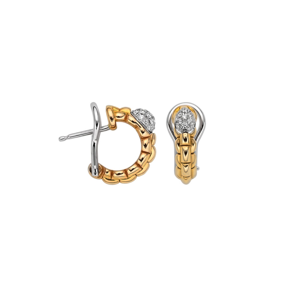Fope Eka Collection Earrings in White and Yellow Gold with Diamond Pave