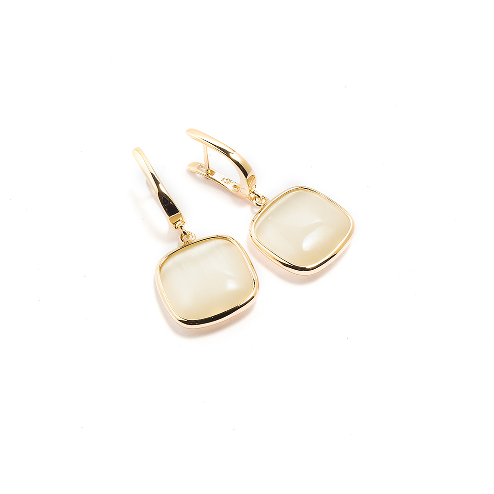 Madi Pendant Earrings with Ivory Colored Quartz